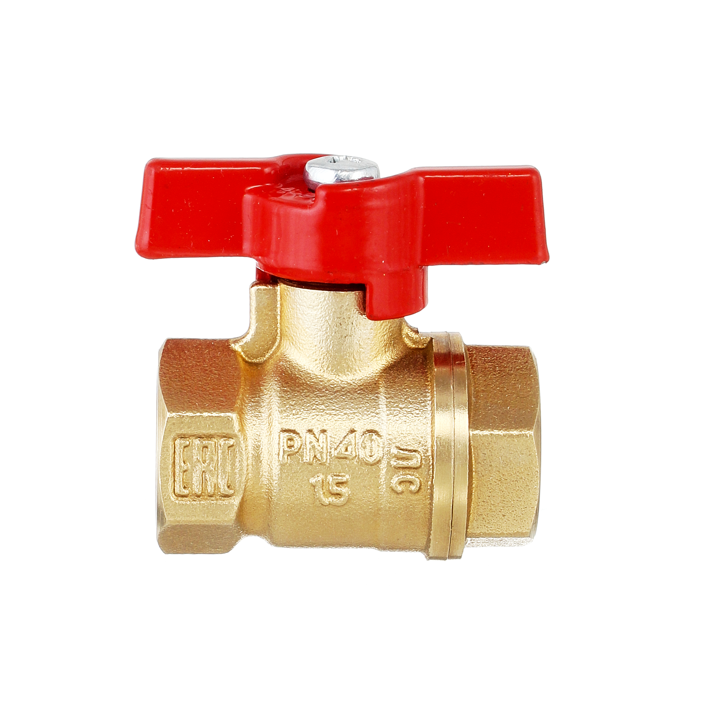 Кран шаровый латунныйБАЗ  11б27п1 вода ВР/ВР Ду 15 (1/2") Ру 40 бабочка 