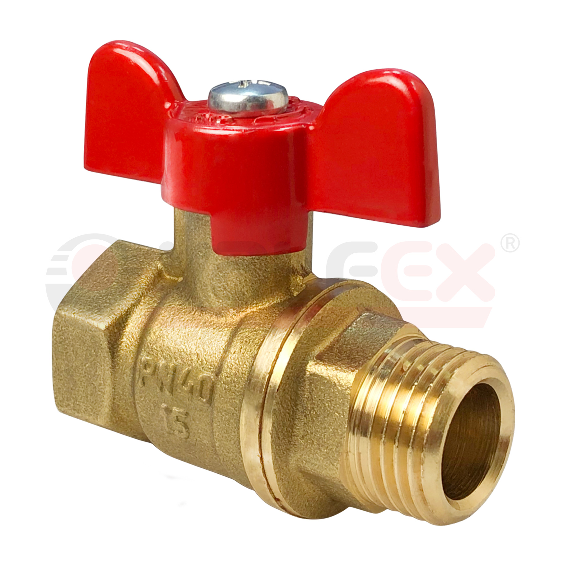 Кран шаровый латунныйVALFEX STANDART 11б27п1 вода ВР/НР Ду 15 (1/2") Ру 40 бабочка 